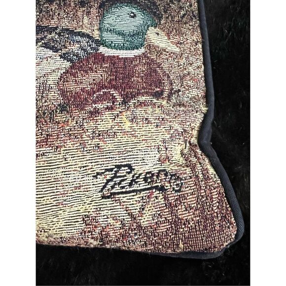 VTG Needlepoint Black Lab Labrador Dog Decorative Throw Pillow - Picture 2 of 3